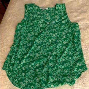 Green and floral patterned blouse